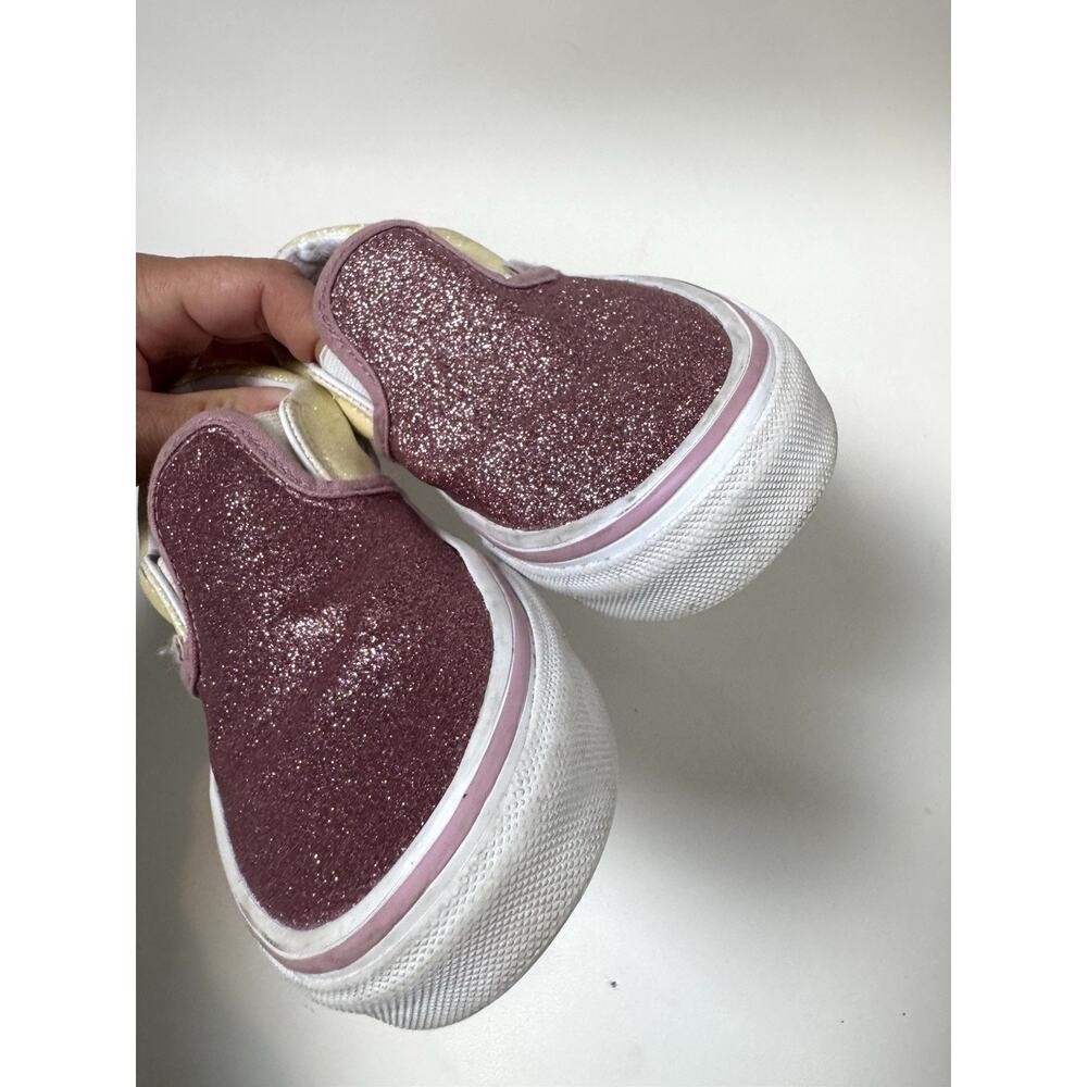 Vans Classic Slip On Kids Girls Pink Glitter Size 13.5 Sneakers Skate Shoe - Picture 4 of 8